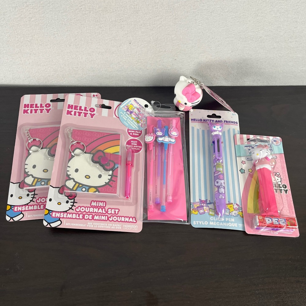 Sanrio Hello Kitty Kuromi Stationery Bundle Journal Pens‎ Keychain PEZ Set NEW